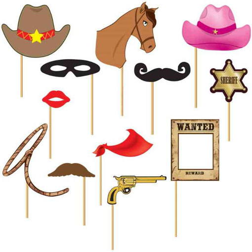 Picture of COWBOY PHOTO BOOTH SET- 12PK